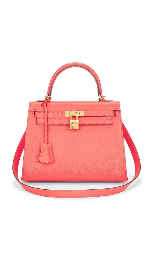 fwrd renew hermes epsom kelly 25 sellier handbag in coral.