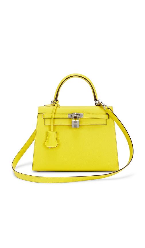 fwrd renew hermes epsom kelly 25 sellier handbag in yellow.