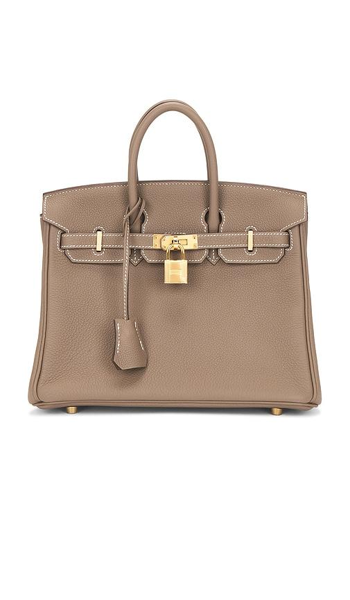 fwrd renew hermes taurillon clemence birkin 25 handbag in brown.