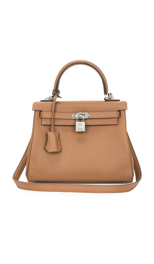 fwrd renew hermes verso swift kelly 25 handbag in brown.