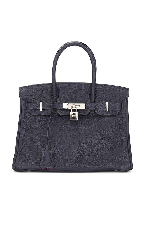 fwrd renew hermes verso togo birkin 30 handbag in navy.