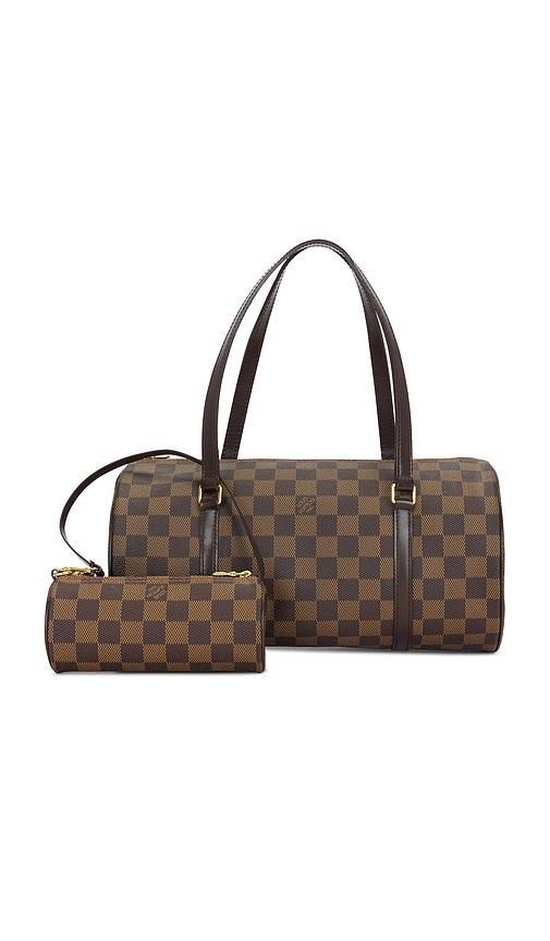 fwrd renew louis vuitton damier ebene papillon 30 handbag & mini set in brown.