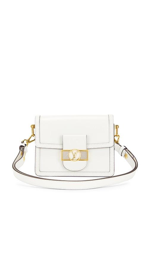 fwrd renew louis vuitton dauphine pm shoulder bag in white.
