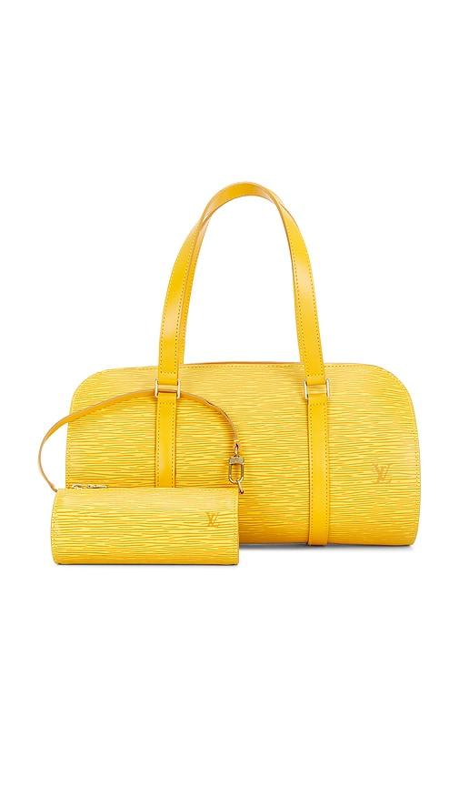 fwrd renew louis vuitton epi soufflot handbag & mini set in yellow.