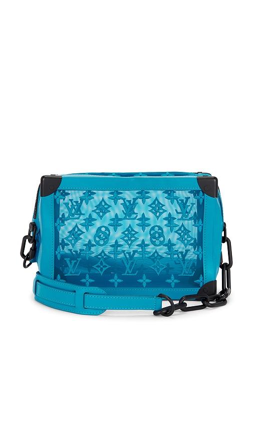 fwrd renew louis vuitton mesh soft trunk shoulder bag in blue.