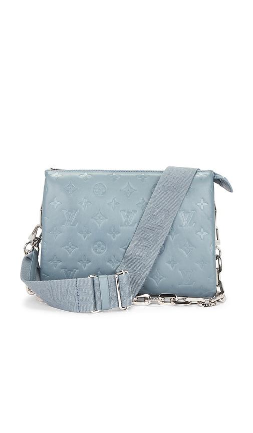 fwrd renew louis vuitton monogram coussin pm shoulder bag in blue.
