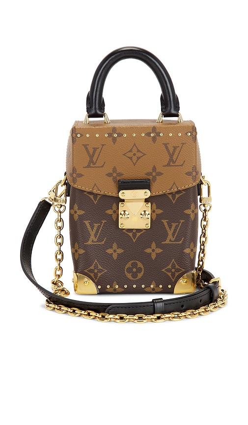 fwrd renew louis vuitton monogram reverse camera box handbag in brown.