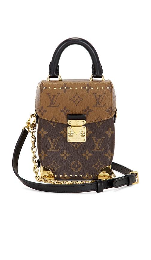 fwrd renew louis vuitton monogram reverse camera box handbag in brown.