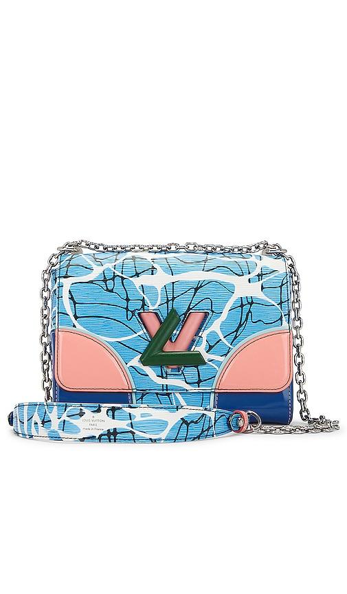 fwrd renew louis vuitton twist mm shoulder bag in baby blue.