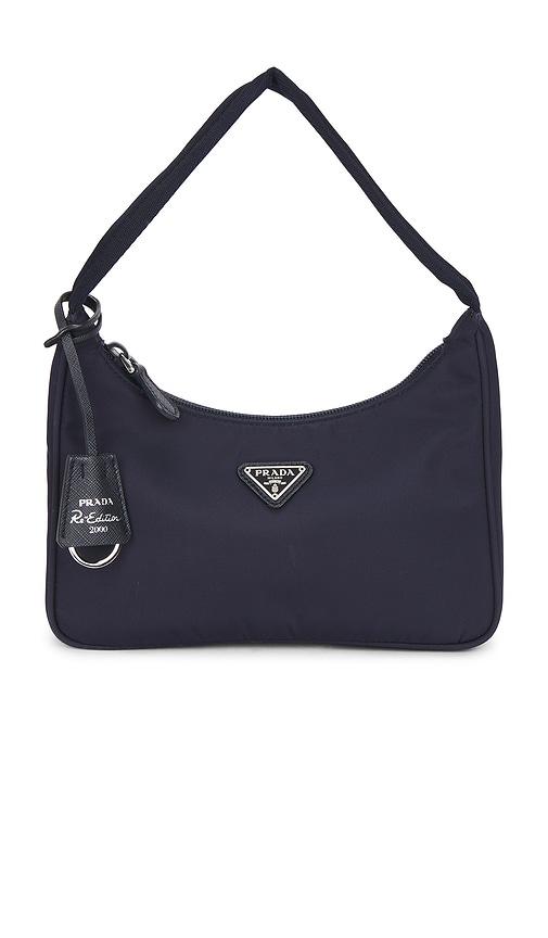 fwrd renew prada mini re-edition 2000 re-nylon shoulder bag in navy.