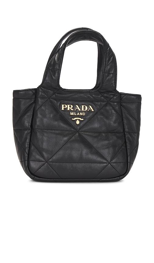 fwrd renew prada nappa tote bag in black.