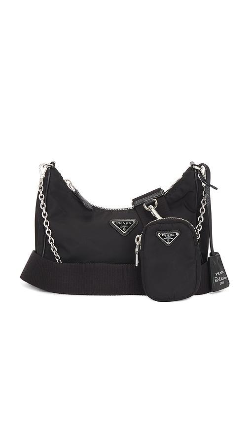 fwrd renew prada re-edition 2005 re-nylon shoulder bag in black.