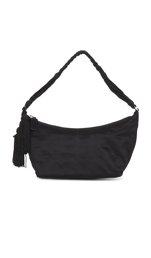 fwrd renew prada tassel pochette shoulder bag in black.