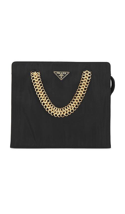 fwrd renew prada vintage tessuto tote bag in black.