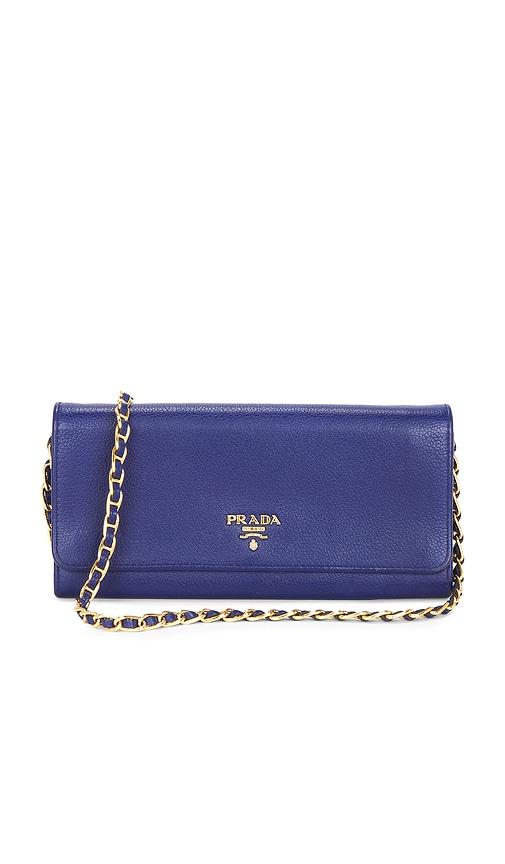 fwrd renew prada vitello wallet on chain in blue.
