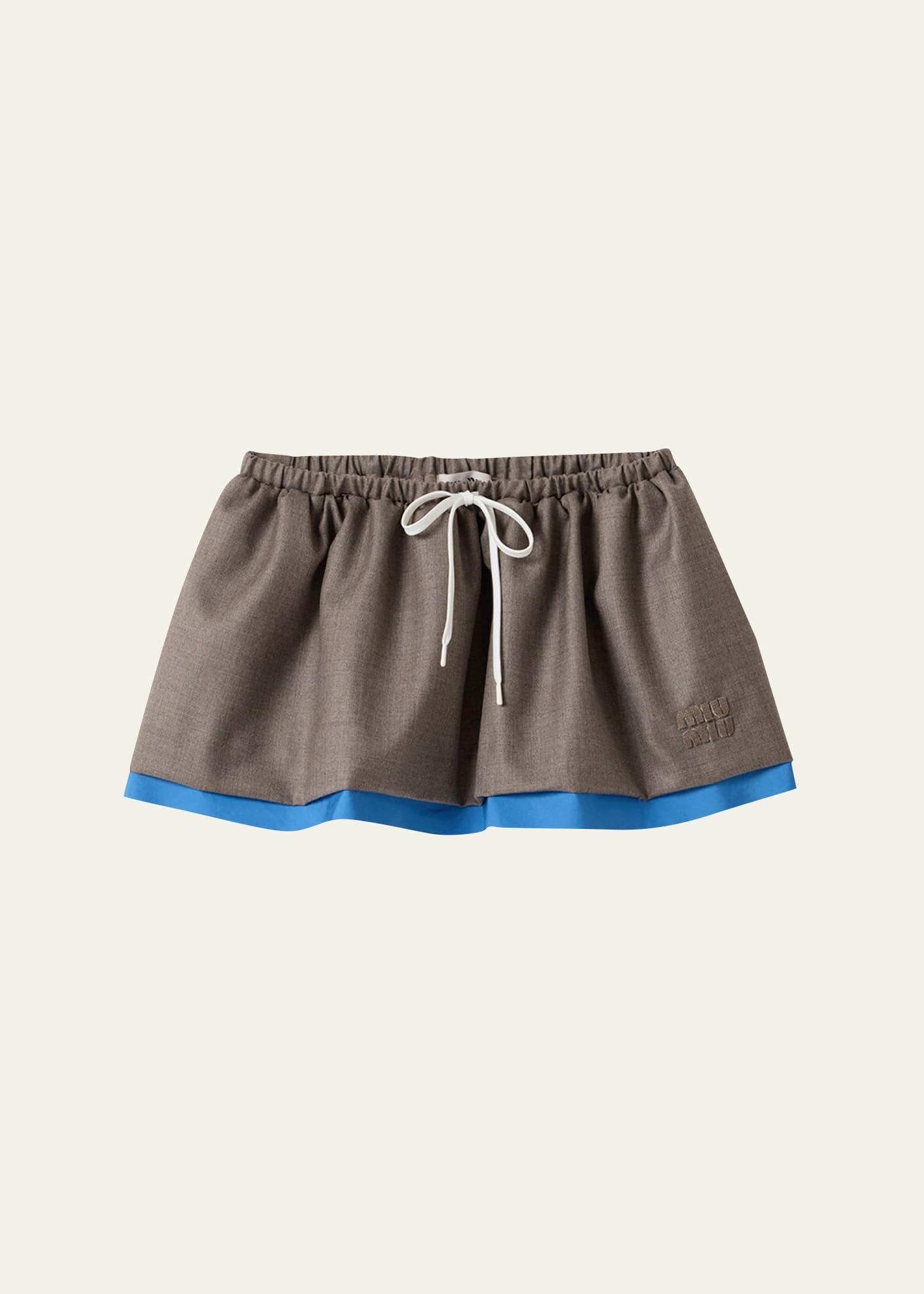 gabardine & poplin drawstring mini skirt