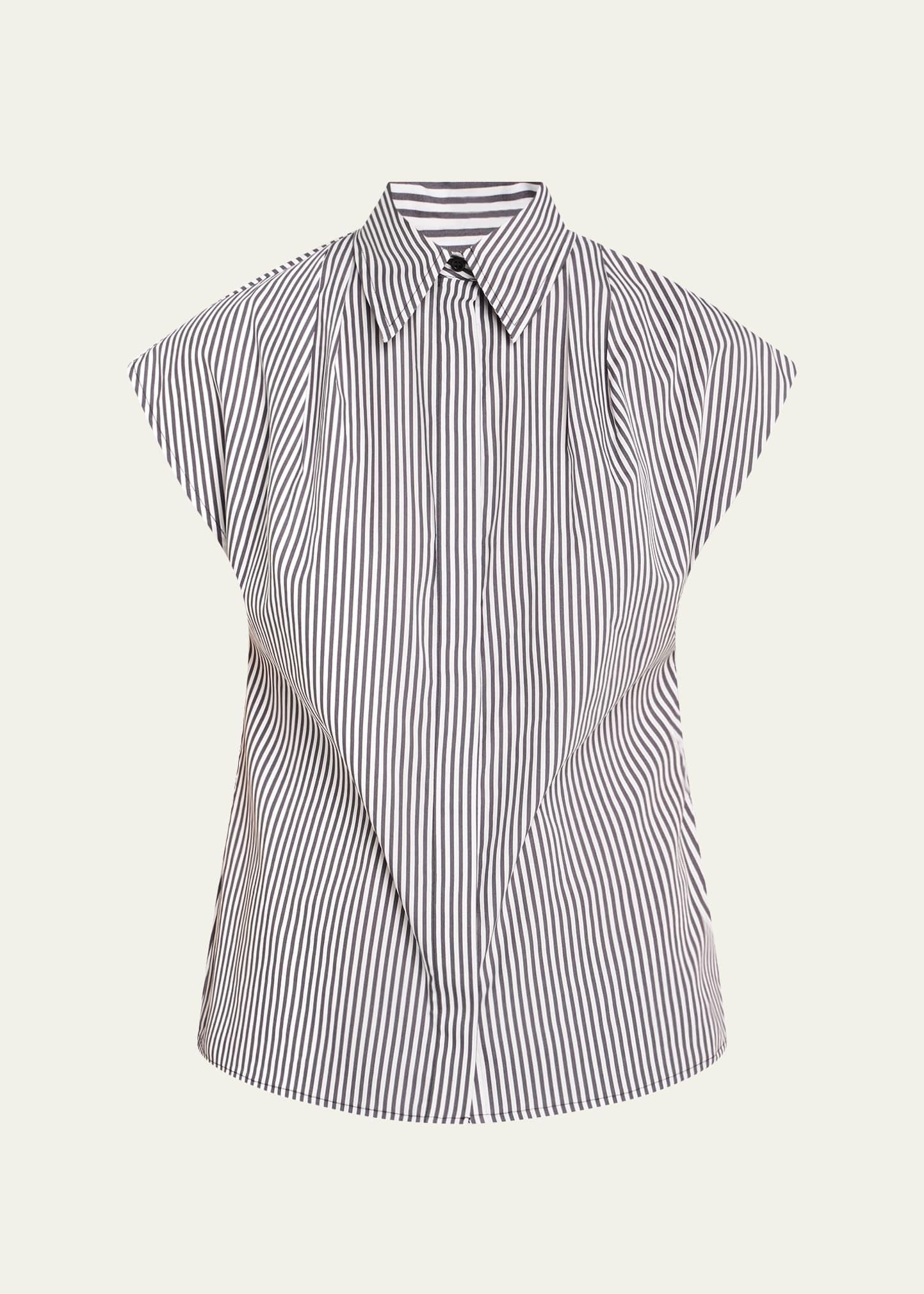 gabi striped cap-sleeve button-down shirt