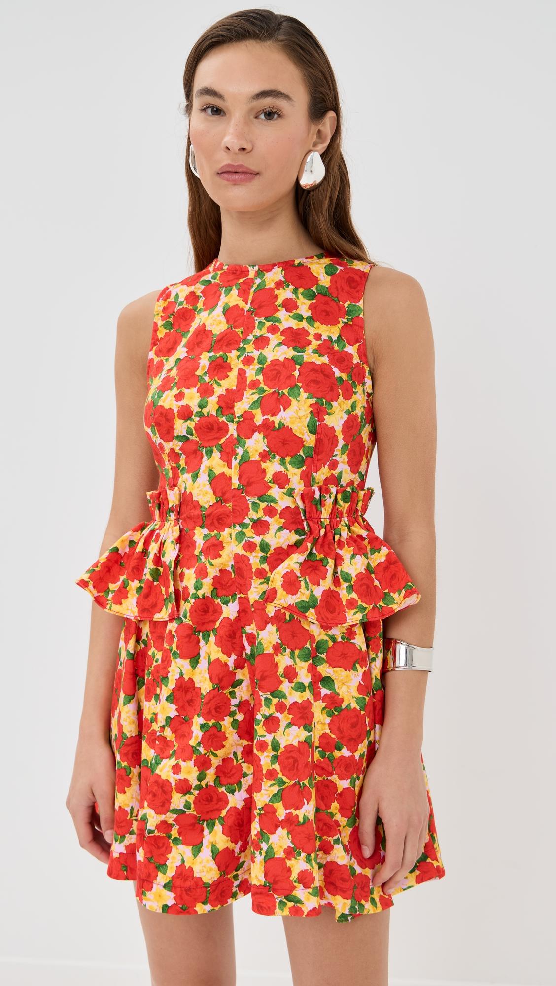 gabriela dress red rose cotton