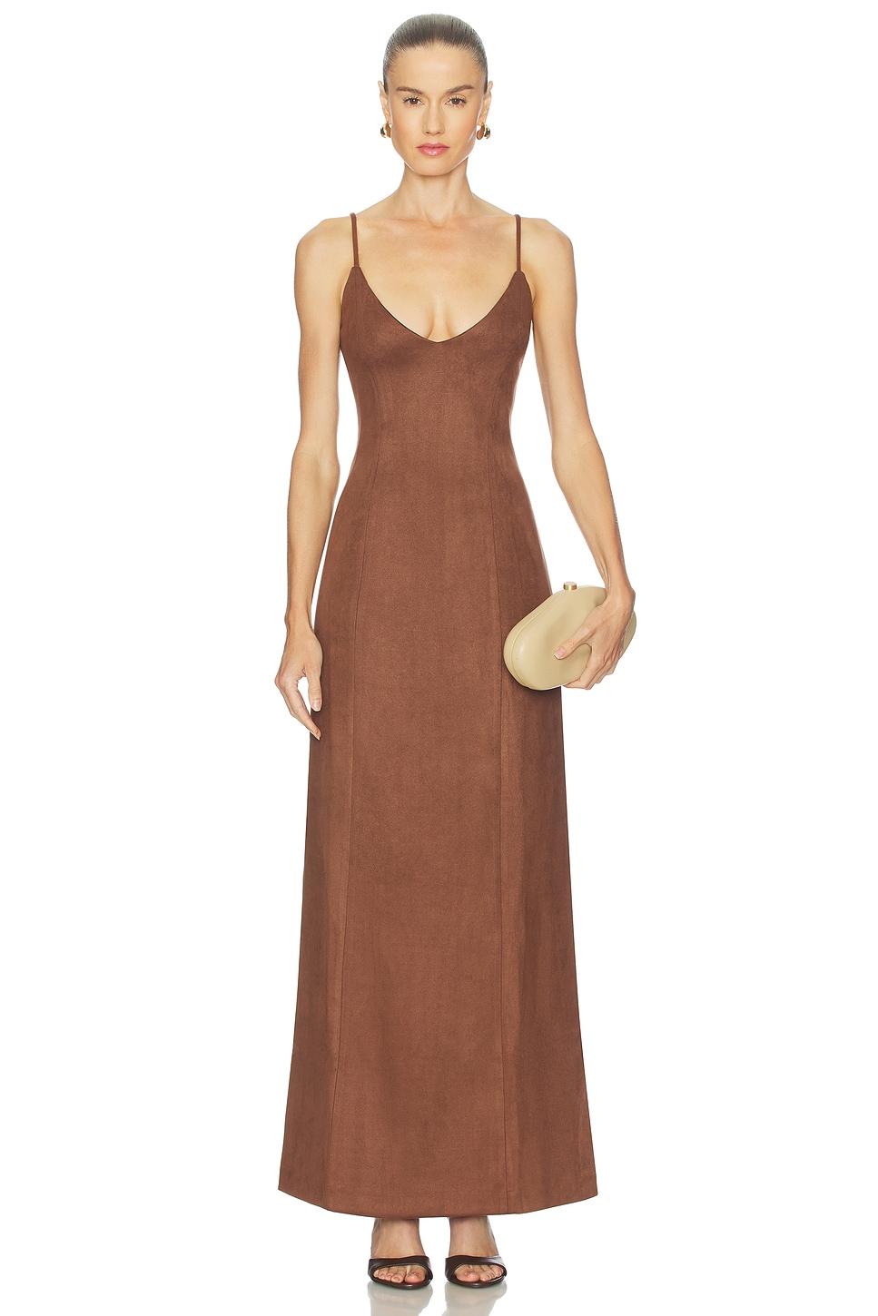 gabriela faux suede maxi dress
