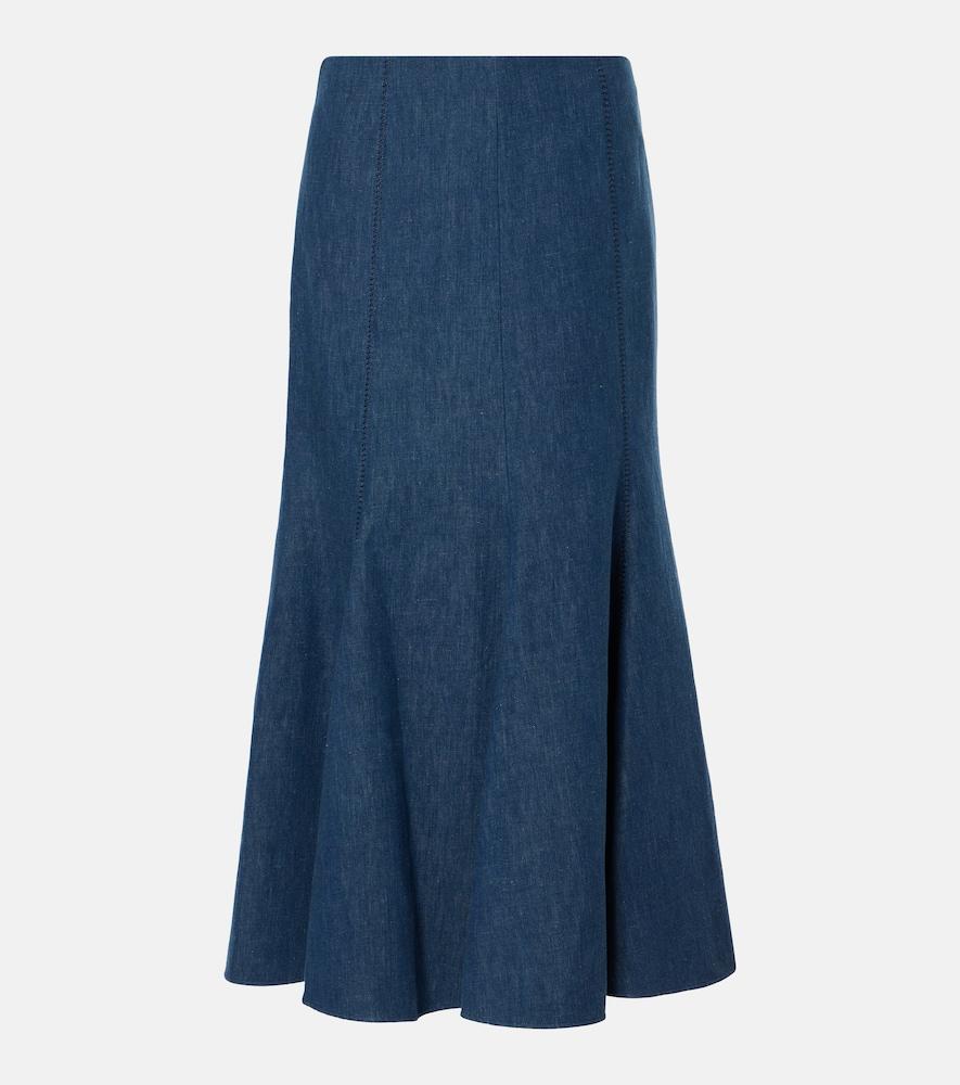 gabriela hearst amy flared cotton and linen midi skirt