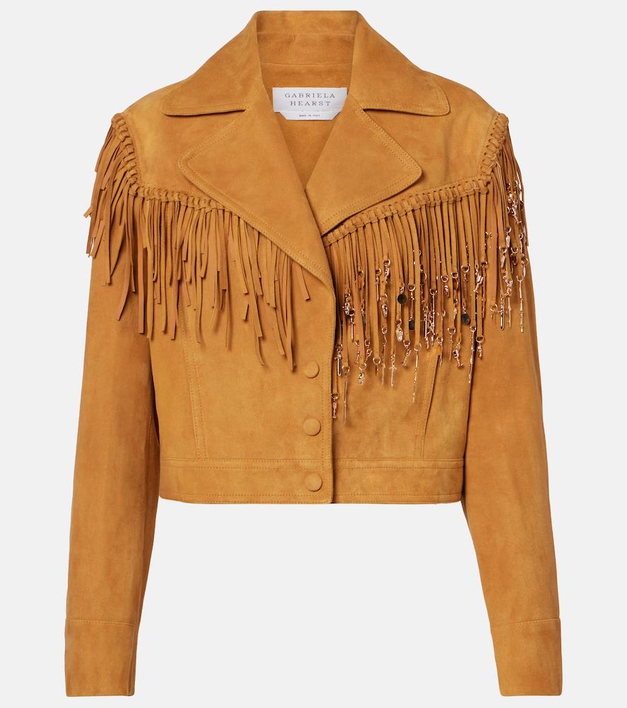 gabriela hearst azra embellished fringed suede jacket