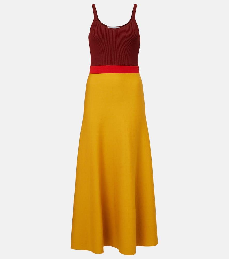 gabriela hearst flaminius colorblocked wool maxi dress