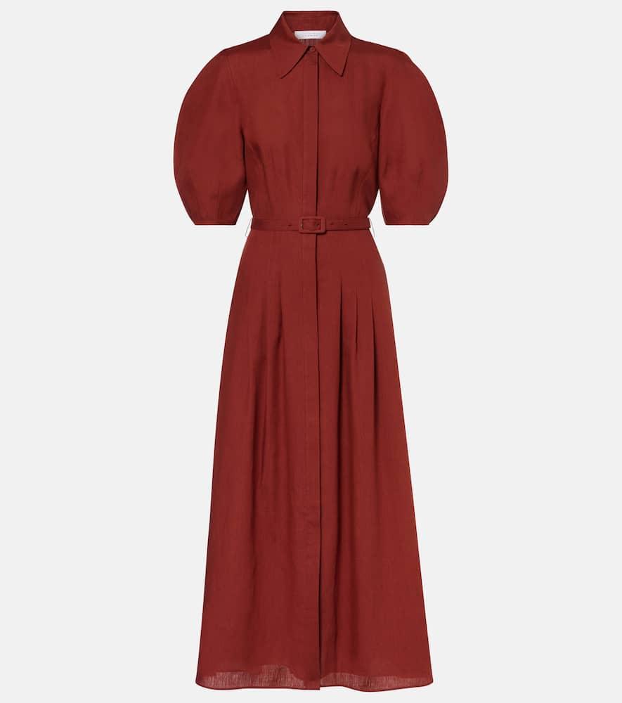 gabriela hearst maude belted linen shirt dress