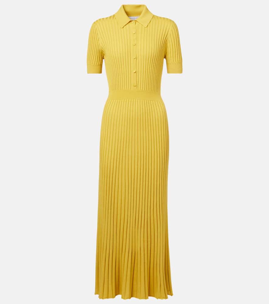 gabriela hearst pleated cashmere and silk polo dress