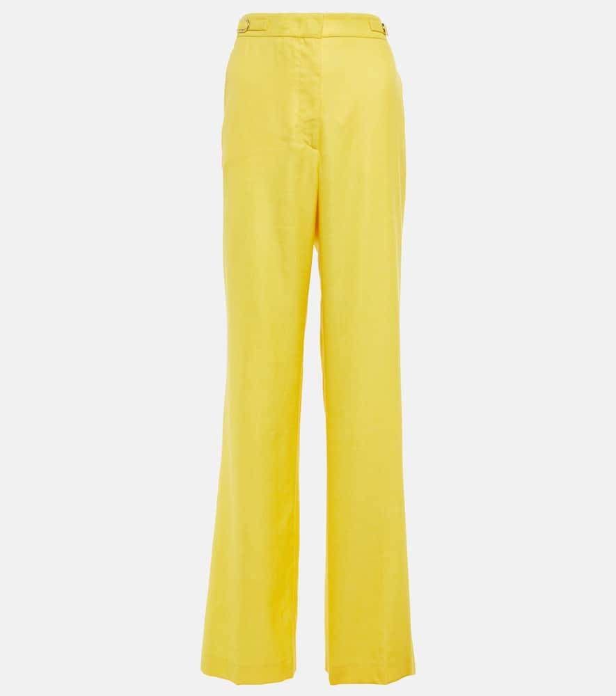gabriela hearst straight wool, silk and linen pants