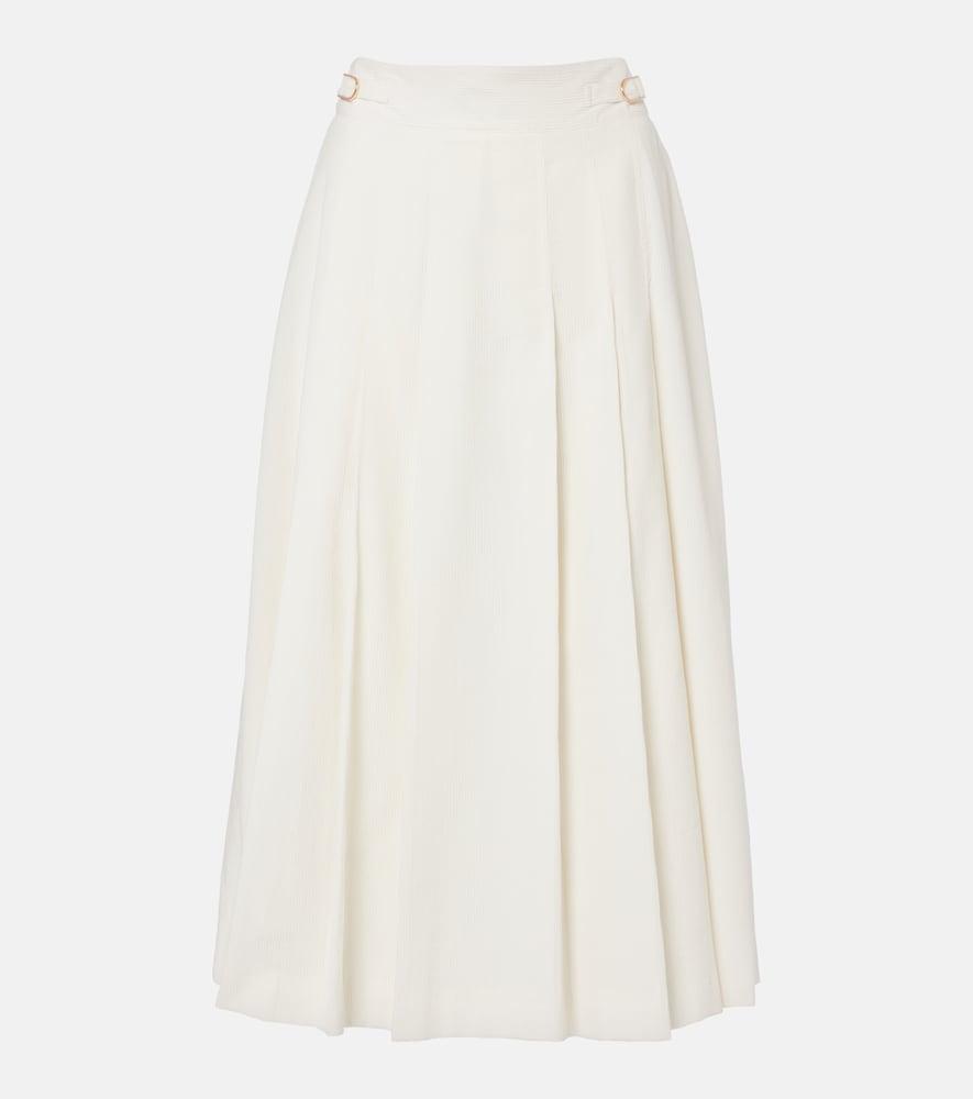gabriela hearst wesley pleated cotton corduroy midi skirt