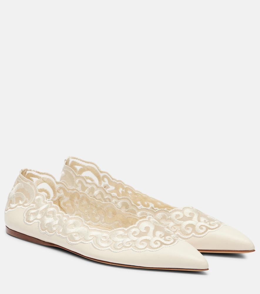 gabriela hearst ziva embroidered leather ballet flats