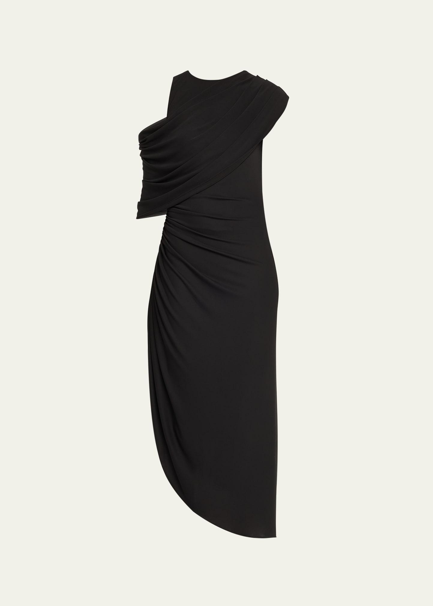 gabrielle draped matte jersey midi dress
