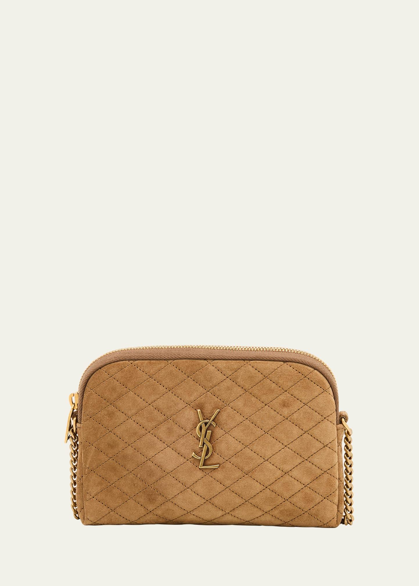 gaby mini ysl crossbody bag in quilted suede