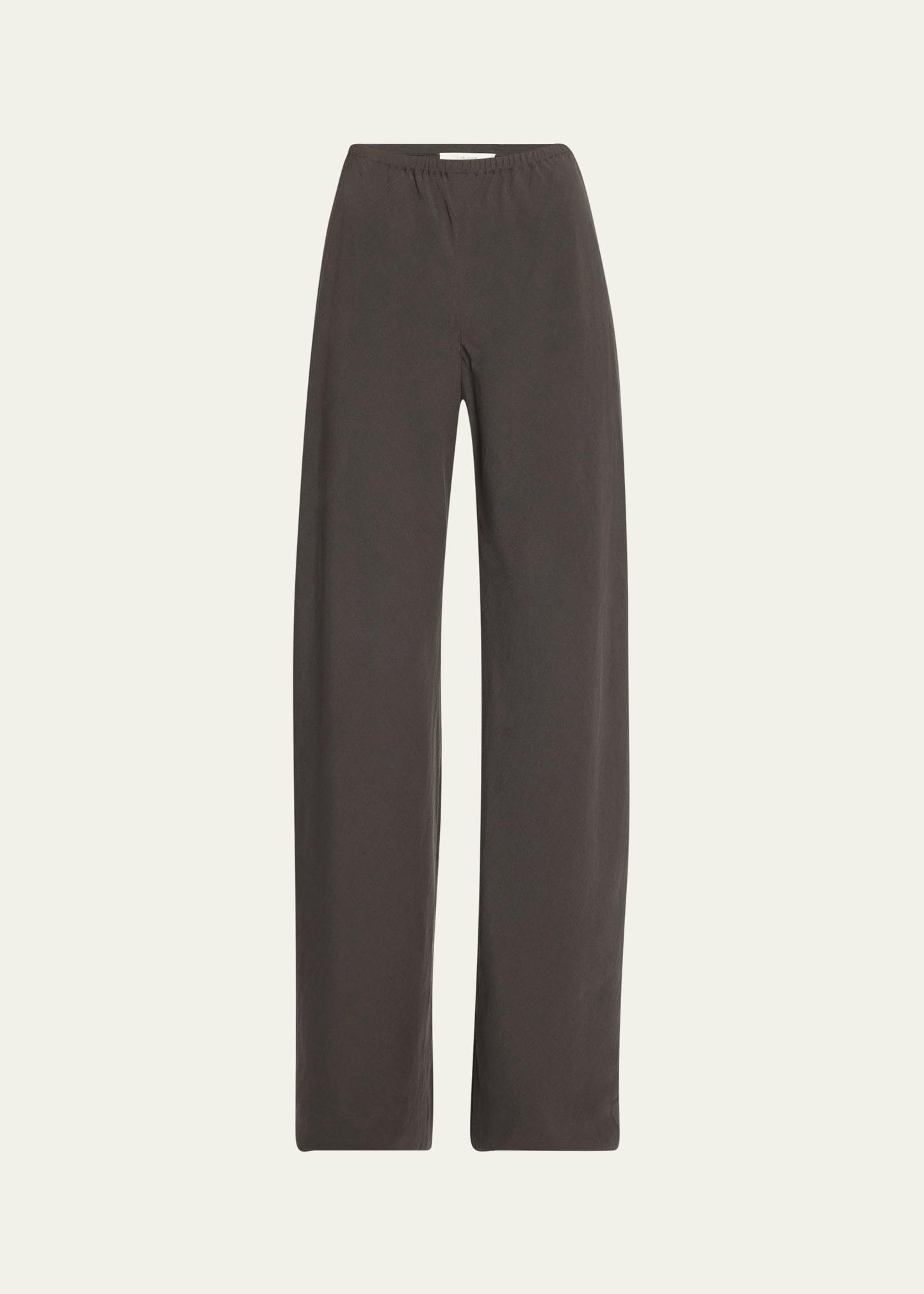 gala silk-linen straight-leg pants
