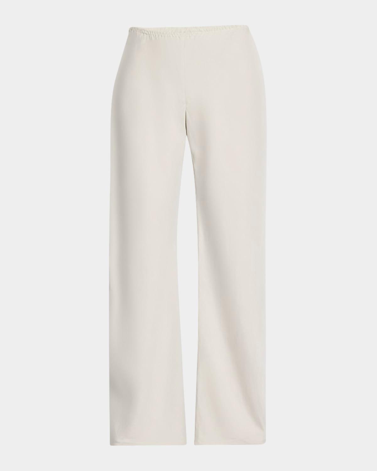 gala silk-linen straight-leg pants