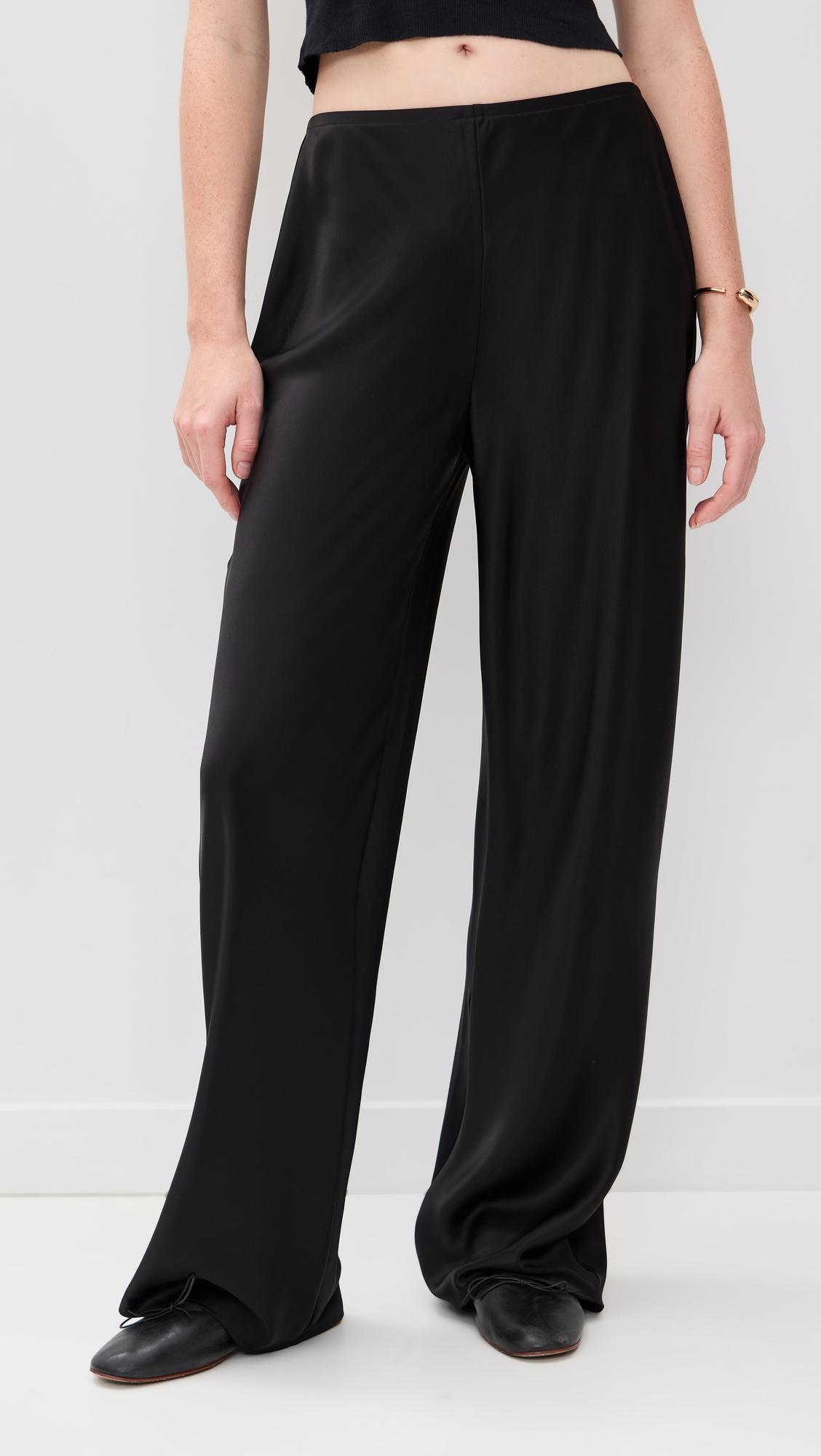 gale satin mid rise bias pants
