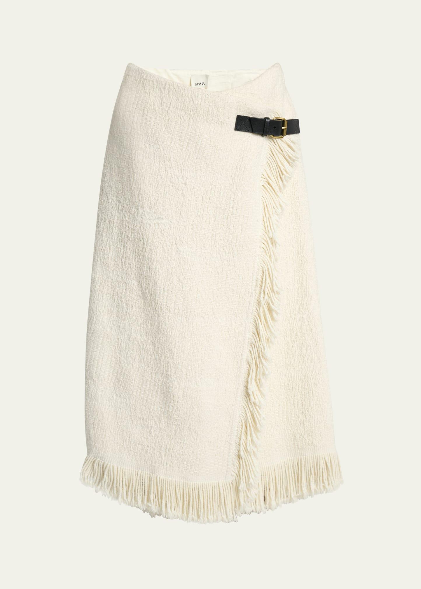 galla woven fringe-trim skirt