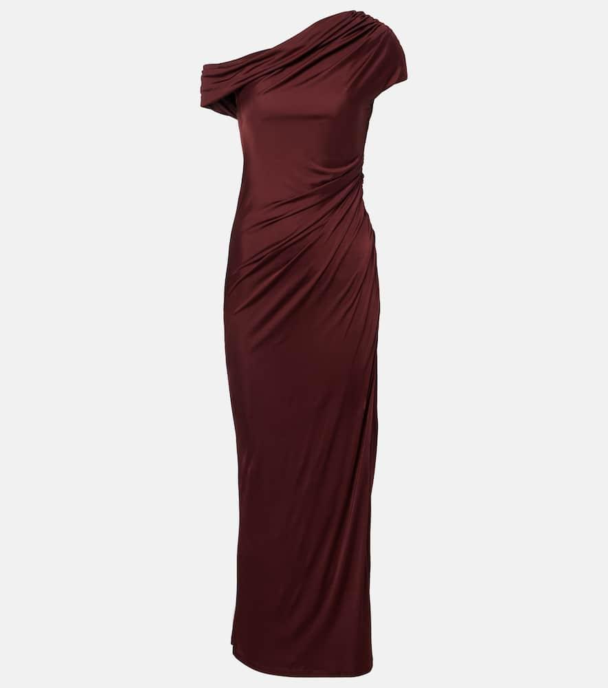 galvan asymmetric draped jersey maxi dress