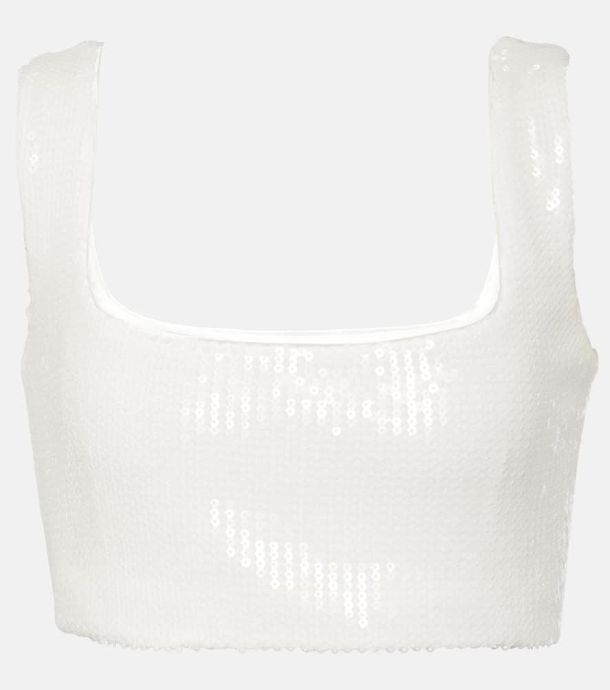 galvan bridal beating heart sequined crop top