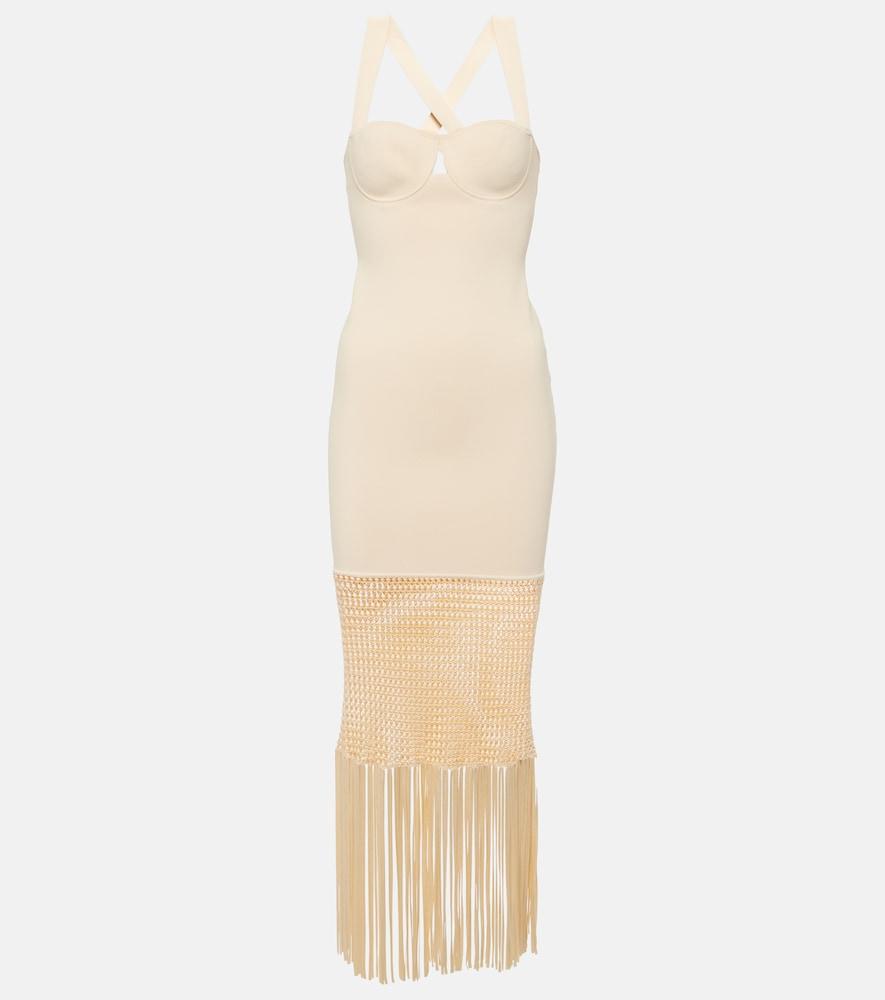 galvan diana fringed midi dress