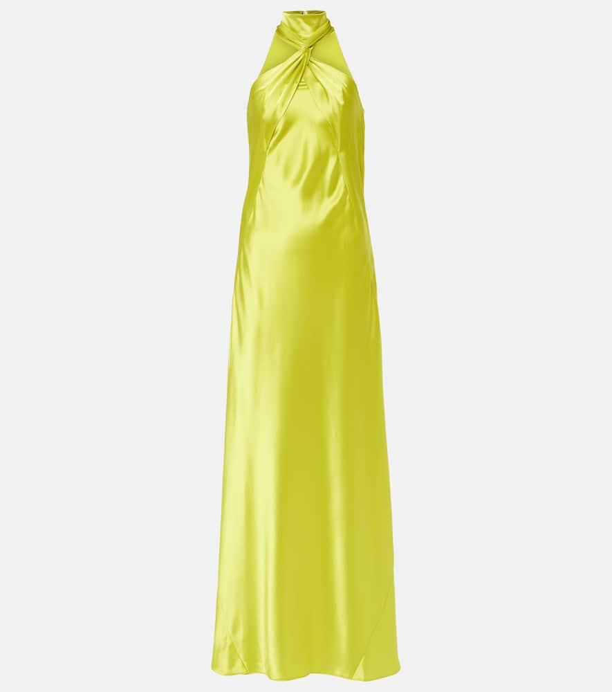 galvan portico halterneck satin gown