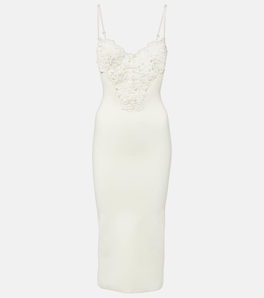 galvan sculpted spiral midi dress