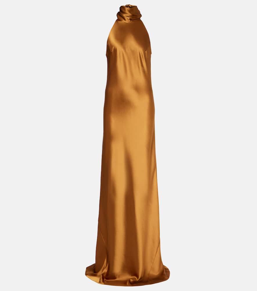galvan sienna halterneck satin gown