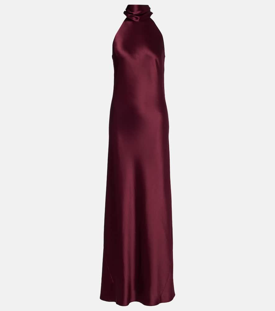 galvan sienna halterneck satin gown