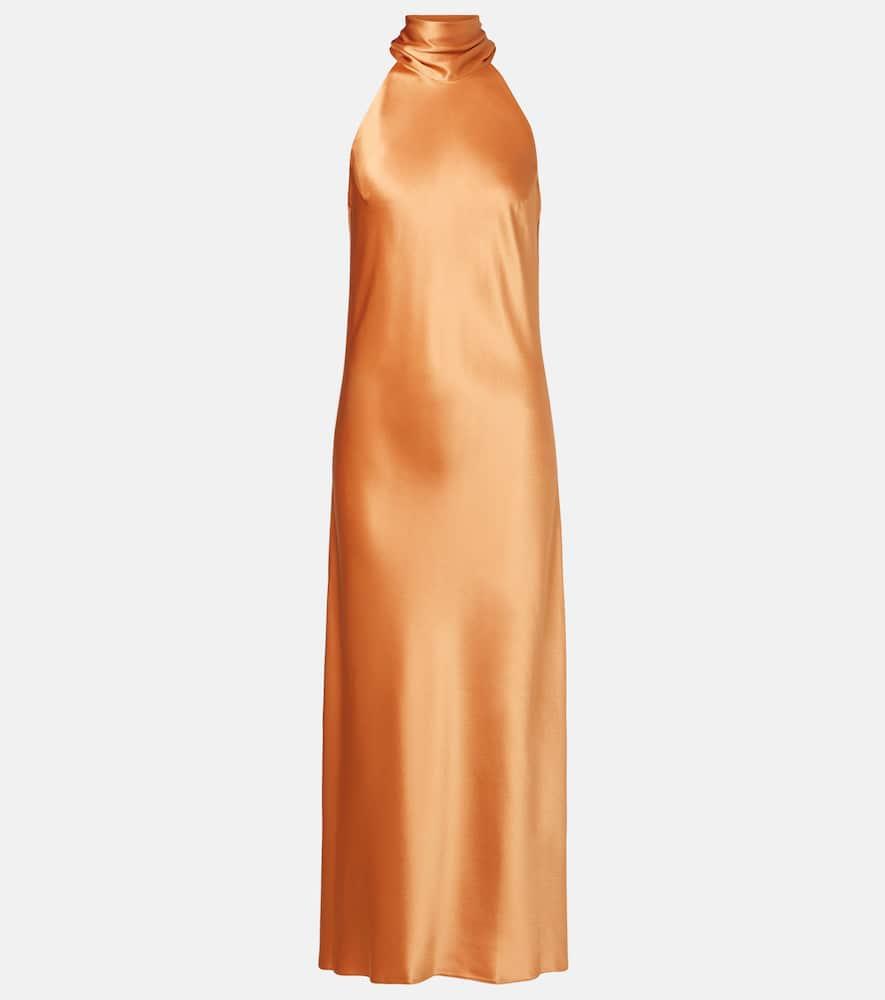 galvan sienna halterneck satin midi dress