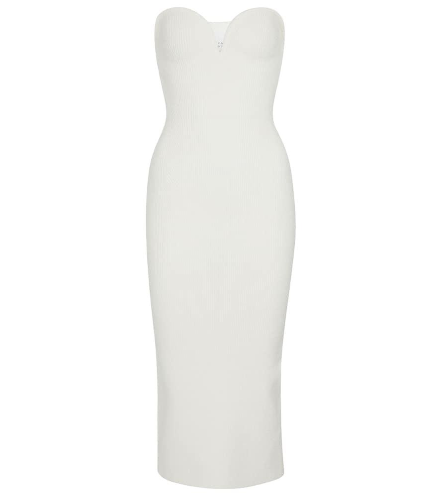 galvan thalia strapless midi dress