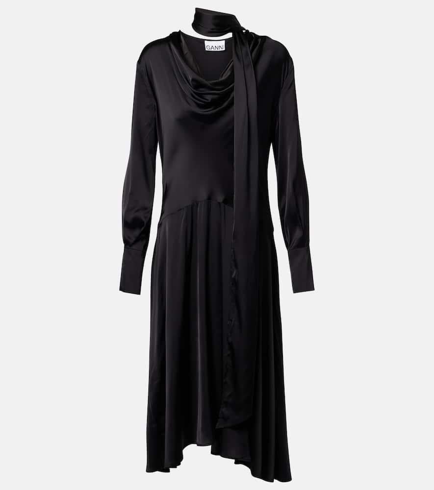 ganni asymmetric midi dress