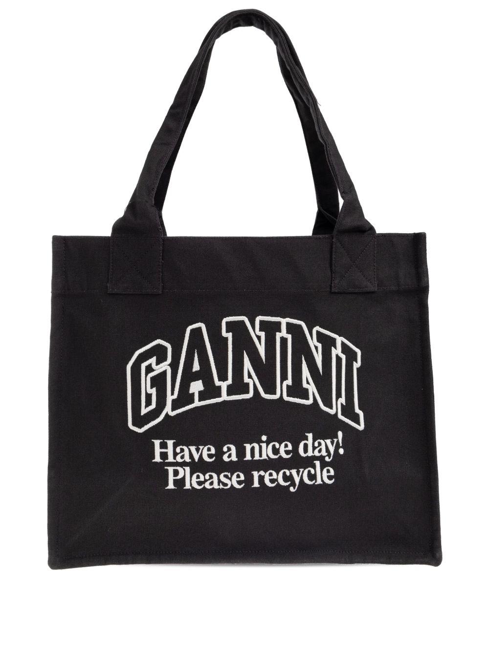 ganni bags grey recycled cotton - women