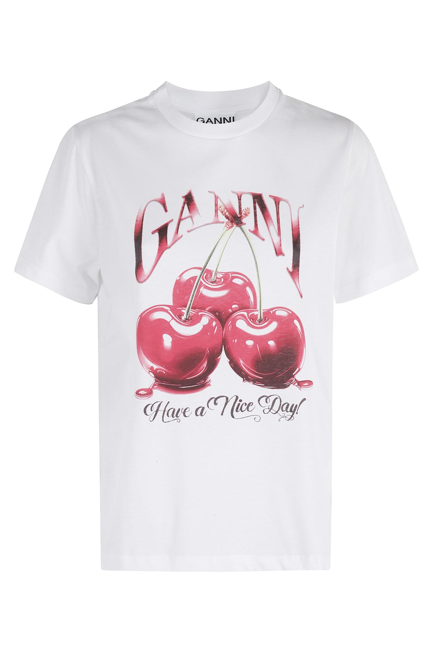 ganni basic jersey cherry tshirt