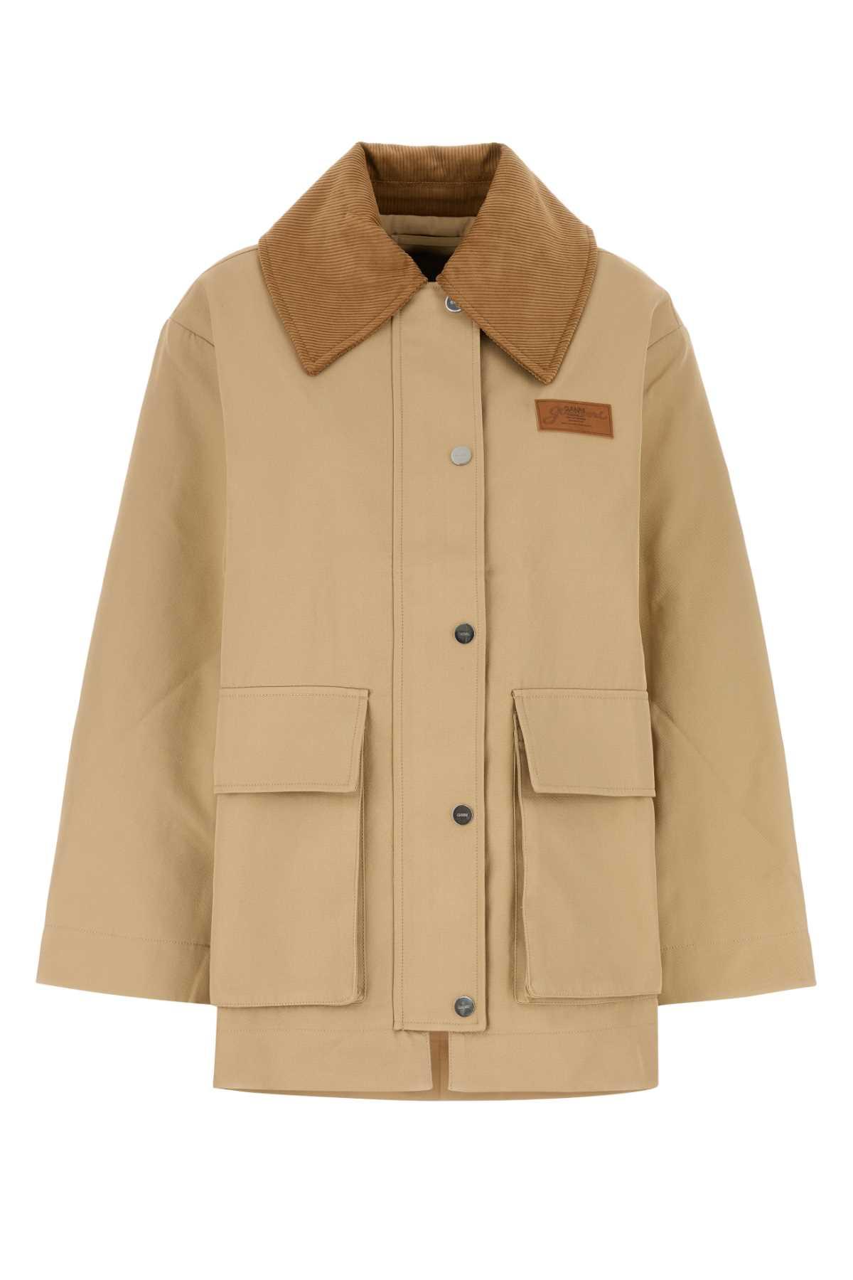 ganni beige jersey jacket